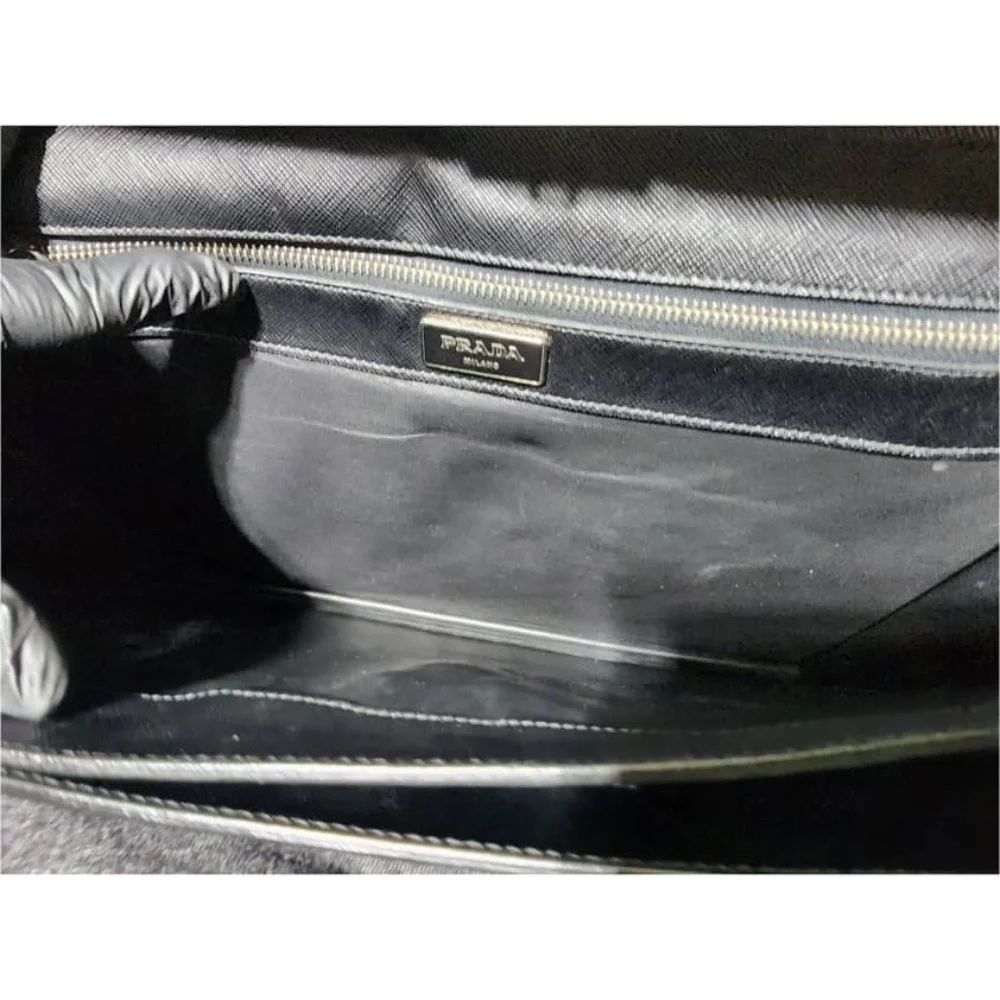 Authentic Prada Saffiano Leather Top Handle Briefcase Black